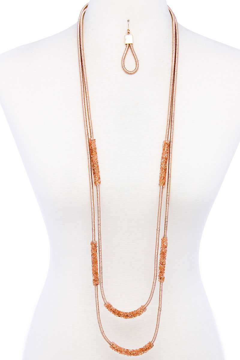 Double Layer Chic Long Necklace And Earring Set