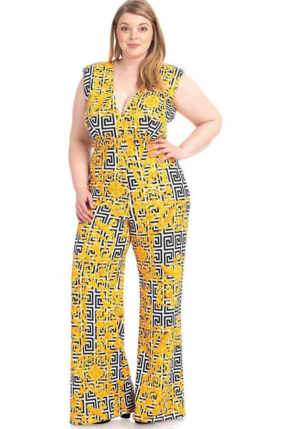 Greek Key Print Formal Jumpsuit