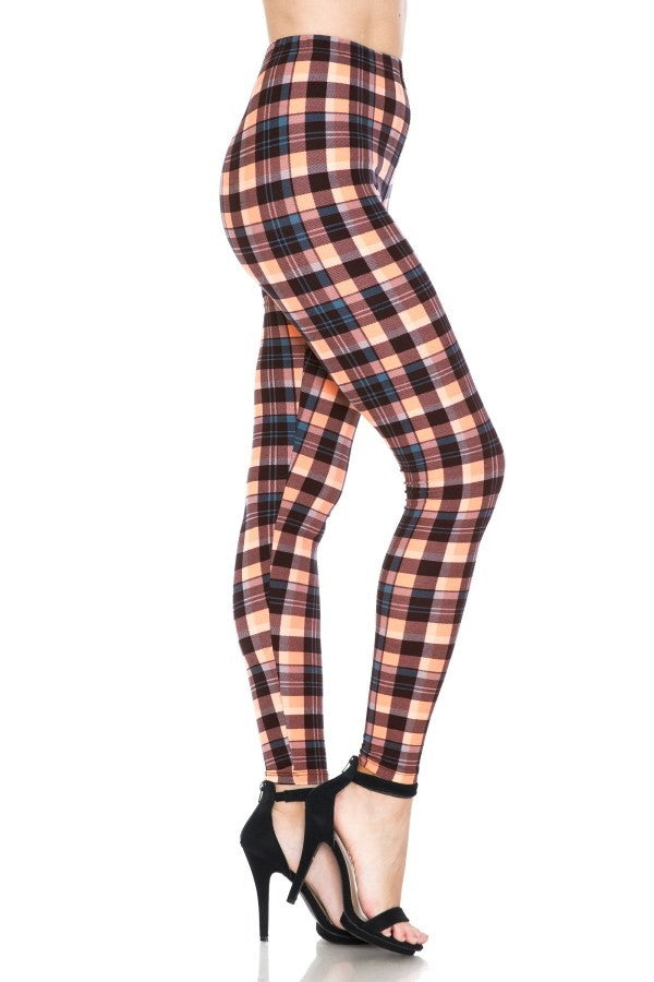 Multi Printed, High Waisted, Leggings With An Elasticized Waist Band