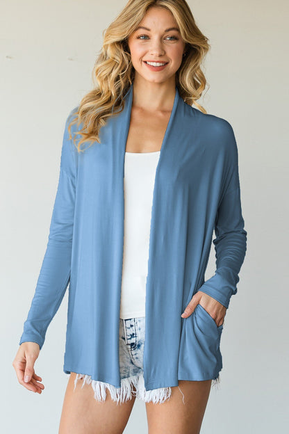 Casual Cardigan Featuring Collar And Side Pockets