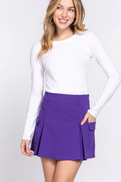 Stretch Cargo Mini Skirt With Underpants