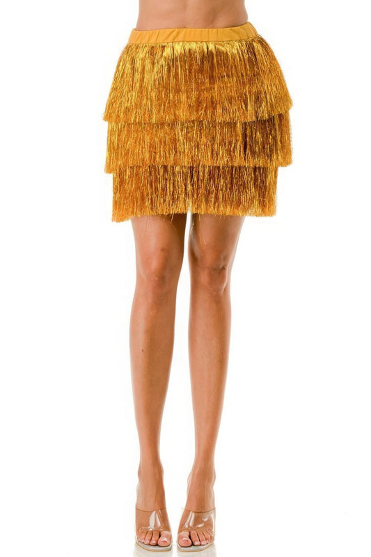 Fringe Metallic Skirt