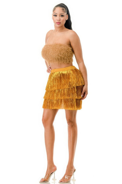 Fringe Metallic Skirt