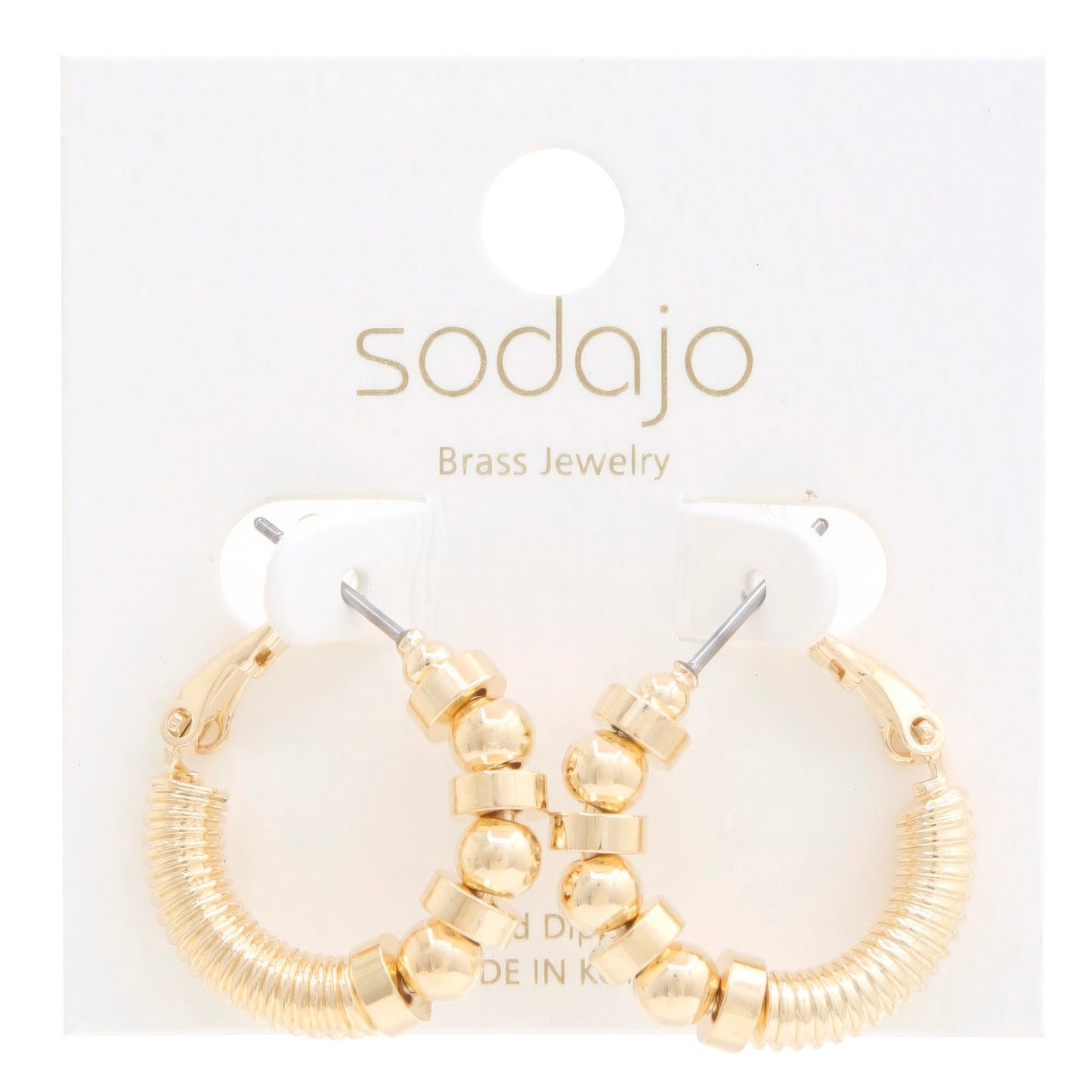 Sodajo Ball Bead Link Gold Dipped Hoop Earring