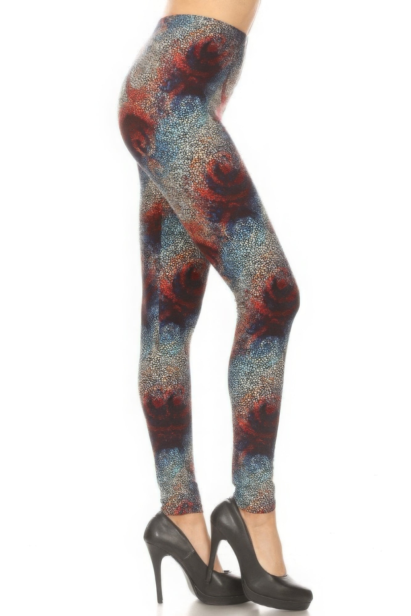 Abstract Printed High Waisted Leggings With Elastic Waistband