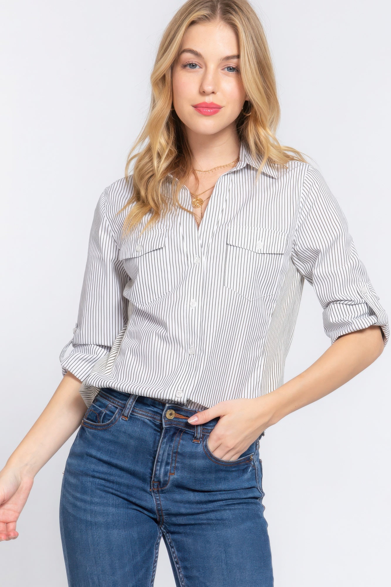 Long Slv Y/d Stripe Woven Shirt