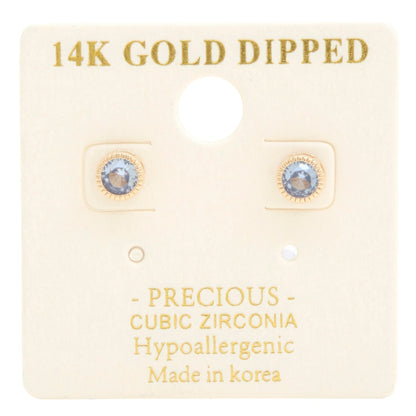 14k Gold Dipped Cz Round Earring